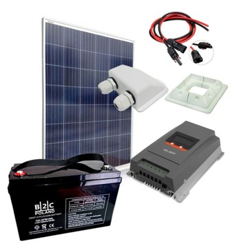 Zestaw solarny do kampera na kemping panele słoneczne 280W MPPT AGM 100Ah