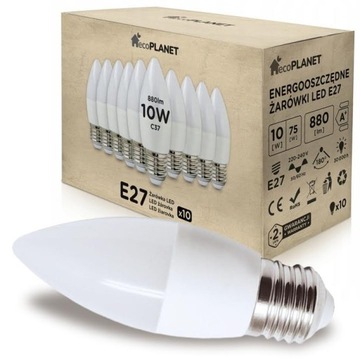 10x Żarówka LED E27 C37 10W BARWY ecoPLANET ZESTAW 2 Barwy Światła