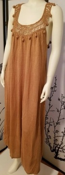 ZARA SUKIENKA DZIANINOWA SZYDEŁKOWA CAMEL M/L LEN