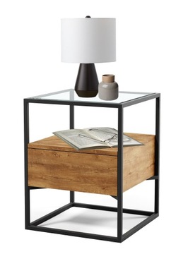 SZAFKA NOCNA TROMSO Z SZUFLADĄ stolik loft metal