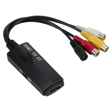 Konwerter obrazu i dźwięku z HDMI na AV 3x cinch RCA (żeńskie) przejściówka