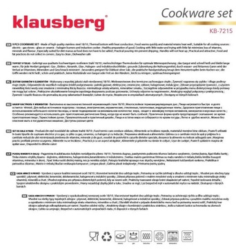 КЛАУСБЕРГ ГОРШКИ 9 ЭЛЕМЕНТОВ. ИНОКС 18/10 КБ-7215
