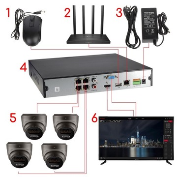 Набор из 4 камер МОНИТОРИНГА POE 4K Ultra HD 8Mpx Серые купола ОБНАРУЖЕНИЕ