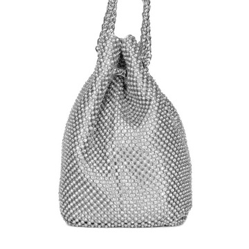 Guess Torba damska wieczorowa Lua Mini Silver srebrna cyrkonie RY920575