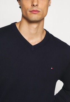 SWETER MĘSKI TOMMY HILFIGER GRANATOWY V-NECK R. L