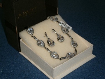 ОЖЕРЕЛЬЕ APART С СЕРЕБРЯНЫМ ПОКРЫТИЕМ РОДОЗОМ С СЕРЬГАМИ С ЦИРКОНИЯМИ