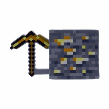Minecraft Gold Mug Кирка 3D Pixel, лицензия Paladone