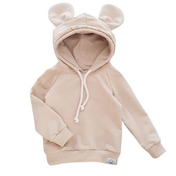 bluza miś dresowa dla dziecka kaptur uszy beżowa wysoka jakość! handmade