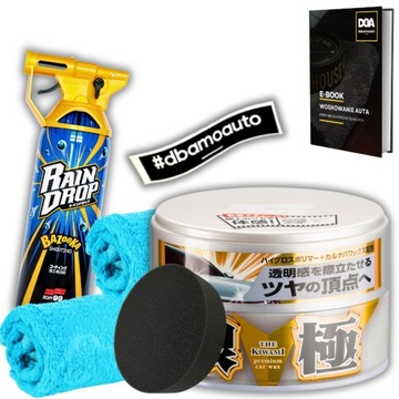 Soft99 Kiwami wosk hybrydowy do jasnych lakierów 200g + Rain Drop Bazooka