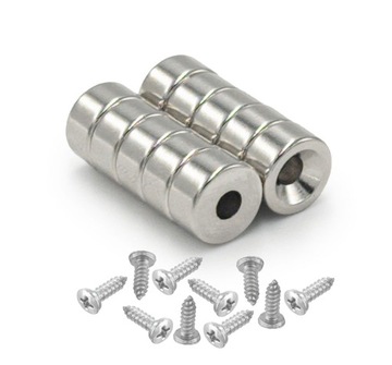MAGNES NEODYMOWY Z OTWOREM pod wkręt 10x5mm okrągły, walcowy HUNTER - 10SZT