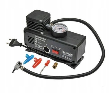 KOMPRESOR SAMOCHODOWY POMPKA DO KÓŁ SPRĘŻARKA Z KOŃCÓWKAMI DO BASENU PIŁKI