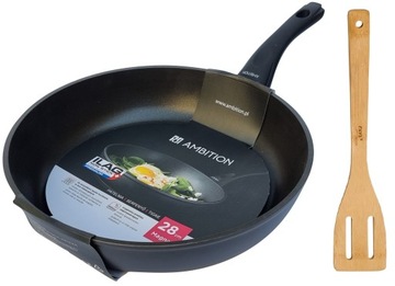 AMBITION PATELNIA MAGNAT Z POWŁOKĄ NON STICK 28CM INDUKCJA + ŁOPATKA BAMBUS