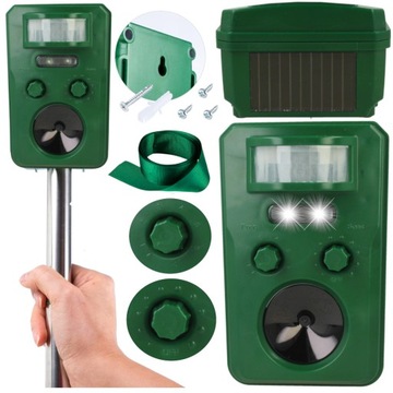 СОЛНЕЧНЫЙ ОТПУГИВАТЕЛЬ для животных ПТИЦЫ КОШКИ СОБАКИ КАБАНЫ LED + Детектор движения