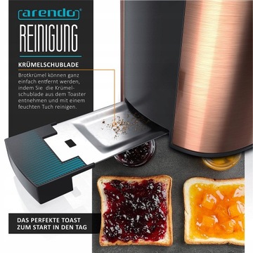 Czajnik ze stali nierdzewnej i toster kolor miedź