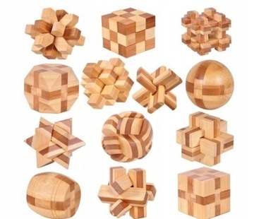 3D PUZZLE DREWNIANE ŁAMIGŁÓWKI GRY logiczna 13szt