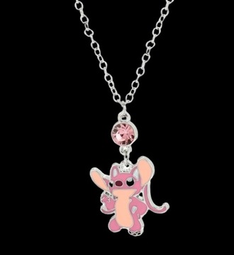Детское колье-цепочка Disney Lilo & Stitch с розовым фианитом