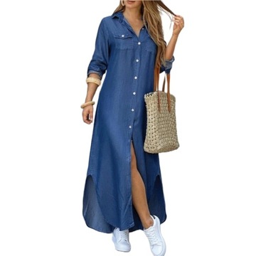 SUKIENKA ELEGANCKA KOSZULOWA MAXI 42 XL