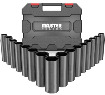 NASADKI UDAROWE ZESTAW NASADEK UDAROWYCH 1/2 DŁUGIE 16EL 10-32MM WALIZKA