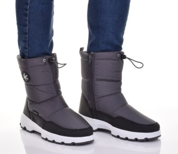 ВЫСОКИЕ МУЖСКИЕ СНЕЖНЫЕ БОТИНКИ КЛАССИЧЕСКИЕ ЗИМНИЕ БОТИНКИ С УТЕПЛЕНИЕМ, ОДНОСЕРЫЙ СЕРЫЙ