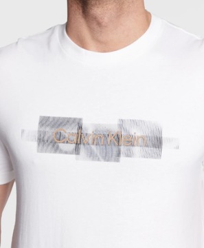 Calvin Klein T-Shirt Striped Logo K10K110799 Biały Regular Fit XXXL