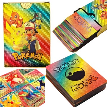 Karty pokemon kolekcjonerskie 55 szt złote ELASTYCZNE Gładkie Karty Pikachu