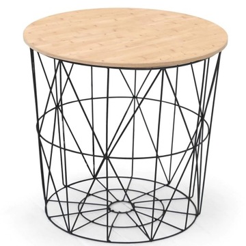Stolik Kosz Druciany Metalowy MARIFFA Czarny Loft