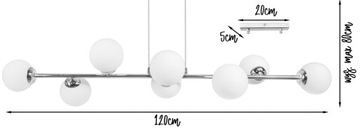 ХРОМИРОВАННАЯ ПОТОЛОЧНАЯ ЛЮСТРА, СВЕТОДИОДНЫЕ ШАРИКИ