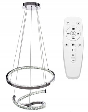 LAMPA KRYSZTAŁOWA SUFITOWA KRĄG TAŚMA CHROM SZKŁO