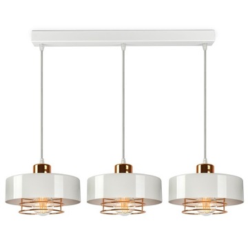 LAMPA WISZĄCA SUFITOWA ŻYRANDOL Biała Miedź Loft