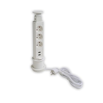 GNIAZDO WPUSZCZANE CHOWANE W BLAT USB BIAŁE