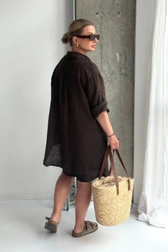 ЛЬНЯНАЯ РУБАШКА БЕЗ КАРМАНОВ, ШОКОЛАДНАЯ