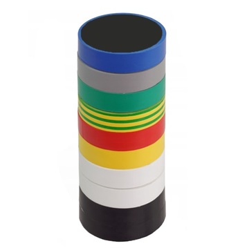 НАБОР 10x 5,5 м ПРОЧНАЯ ВОДОНЕПРОНИЦАЕМАЯ ИЗОЛЕНТА, ЦВЕТНАЯ КЛЕЯЧАЯ ЛЕНТА 18 ММ