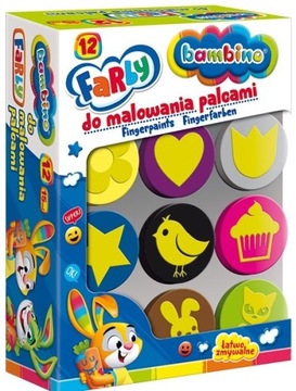 BAMBINO FARBY DO MALOWANIA PALCAMI 12 szt STEMPLE