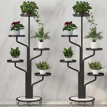 Цветочные цветы цветы металлическая стойка на колесах лофт растения черные 135 см
