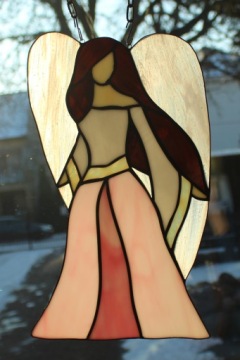 Женщина-ангелочек витраж Подарок для нее Розовый