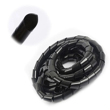 TRYTYT Organizer Maskownica Kabli Wąż Spiralny Spirala 4 - 50mm 10M Czarna
