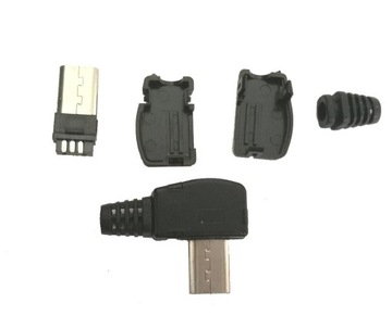 Wtyk micro USB typu B kątowy, montowany na kabel