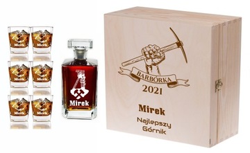 SKRZYNKA KARAFKA SZKLANKI DO WHISKY Z GRAWEREM!