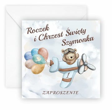 ZAPROSZENIA NA CHRZEST I ROCZEK + IMIĘ + KOPERTA