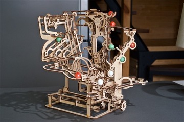 Деревянная дорожка для шариков с цепной талью. Пазл для мраморного бега 3d Ugears