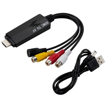 Конвертер HDMI (штекер) в AV 3x RCA (гнездо).