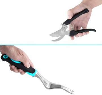 ZESTAW 6 NARZĘDZI OGRODOWYCH ŁOPATKA CHWASTOWNIK PAZURKI SEKATOR ALUMINIUM