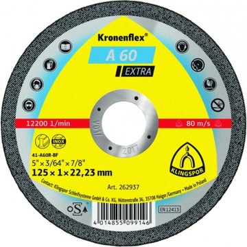 TARCZA INOX DO METALU 125x1 KLINGSPOR EXTRA A60