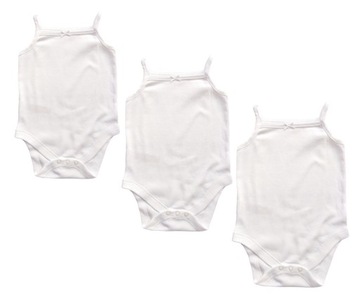 PRIMARK 3-pak białe dziewczęce body na cienkich ramiączkach 98cm 2-3lata