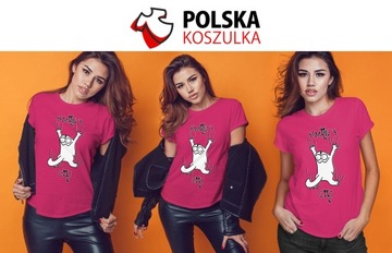 KOSZULKA DAMSKA KOBIECA T-SHIRT KOT SIMONA SIMON'S CAT M PREZENT JAKOŚĆ