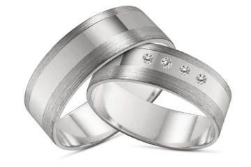 Obrączki srebrne 925 z 4 cyrkoniami OB13-5mm ŚLUB