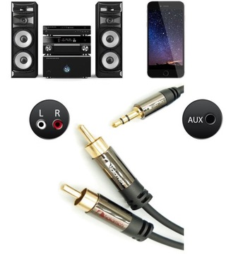 Кабель NAKAMICHI 2RCA-jack 3,5 мм AUX/Cinch OFC 1м