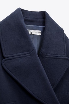 krótki płaszcz z tkaniny z domieszką wełny Zara L
