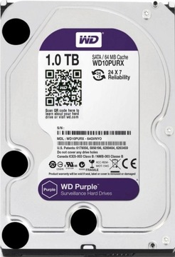 Жесткий диск Western Digital Purple емкостью 1 ТБ SATA 3,5 дюйма