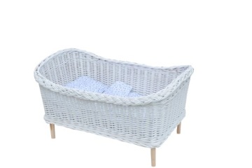 ŁÓŻECZKO WIKLINOWE D/LALEK BIAŁY + ŁĄCZKA BIAŁA